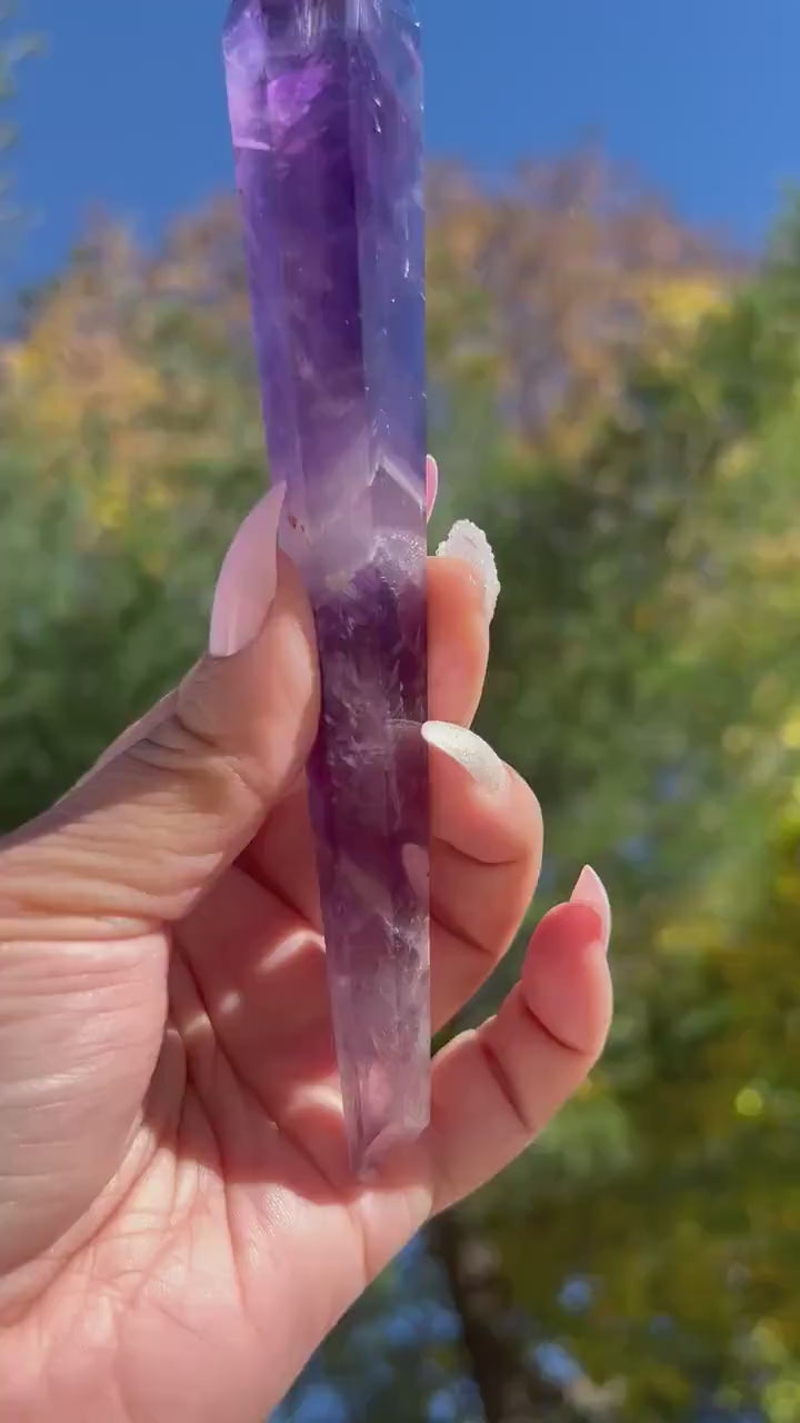 Stunning Amethyst Crystal Wand  With tons of Rainbows | Double Terminated Amethyst from Brazil