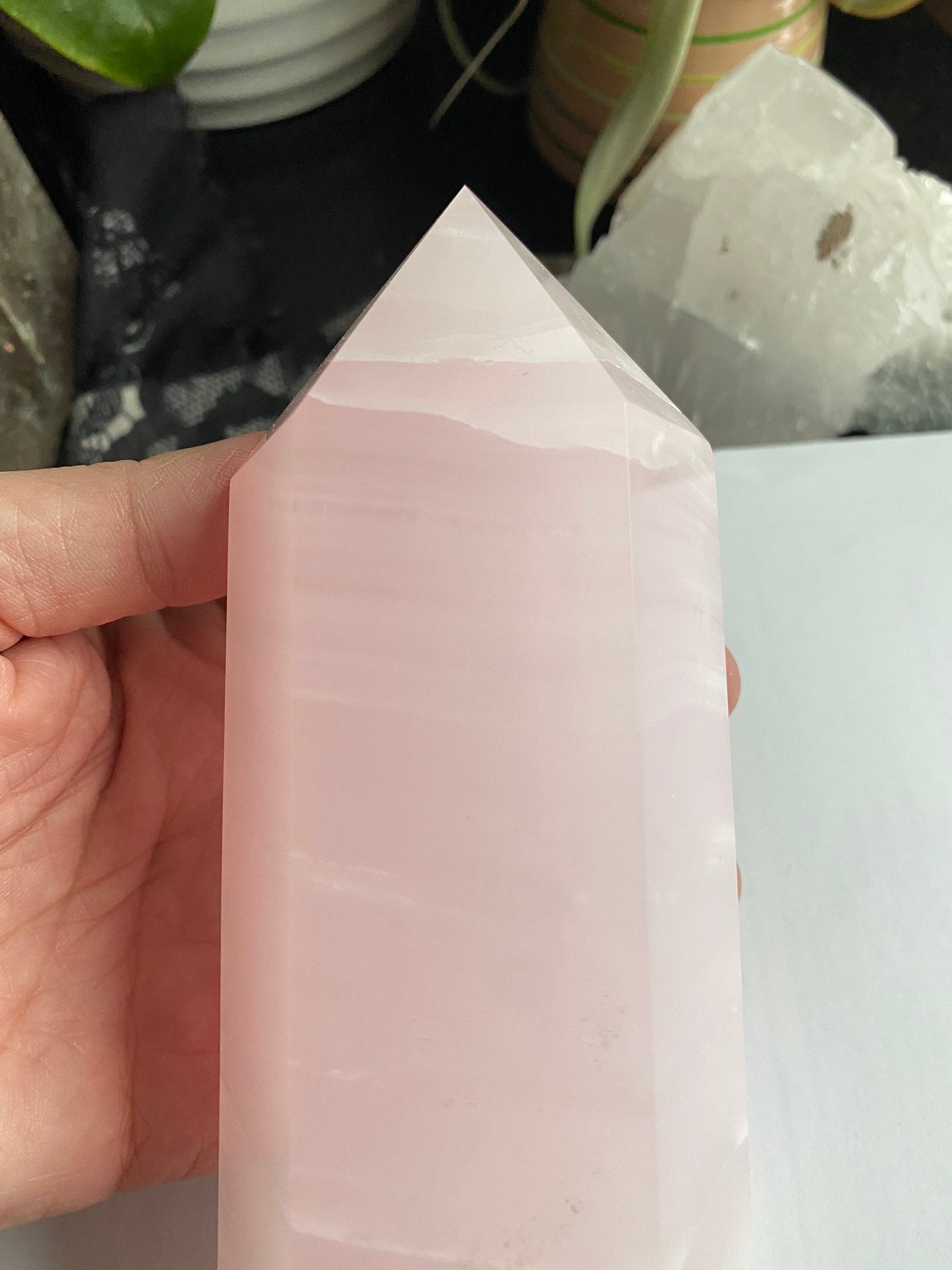STUNNING Pink Mangano Calcite Tower | UV Reactive Calcite | Blacklight Crystal | Pink Calcite | Manganoan Calcite