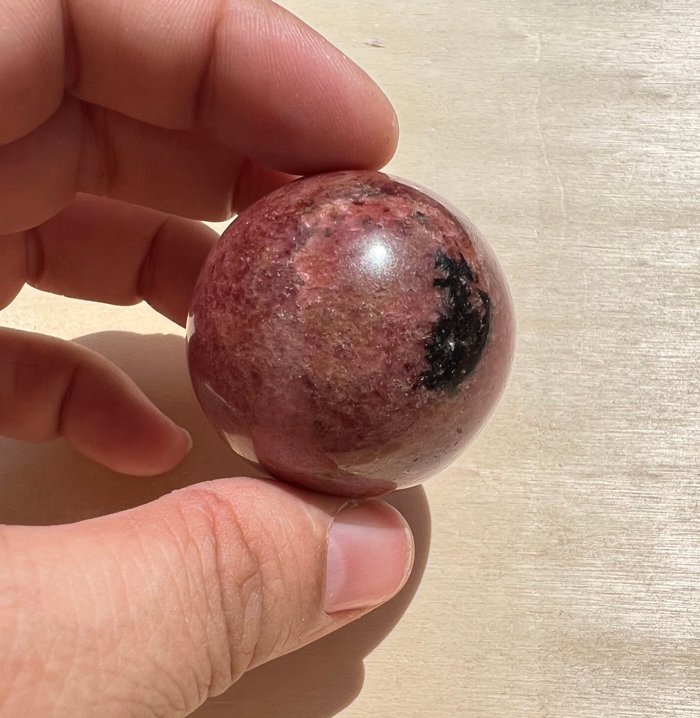 Sparkly Pink Rhodonite Sphere Superior Quality- Small Size | High Quality Pink Crystal Ball