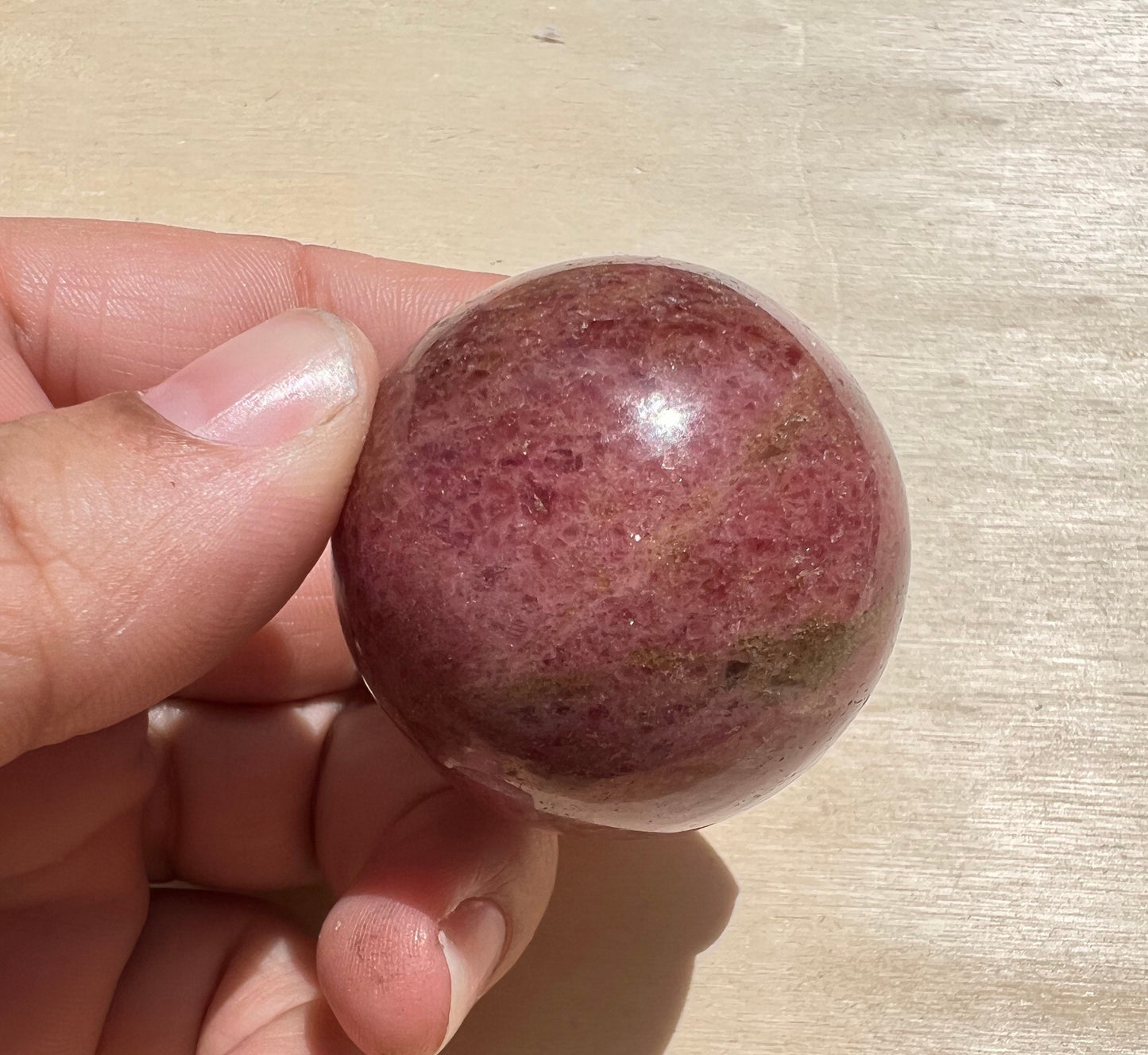 Sparkly Pink Rhodonite Sphere Superior Quality- Small Size | High Quality Pink Crystal Ball