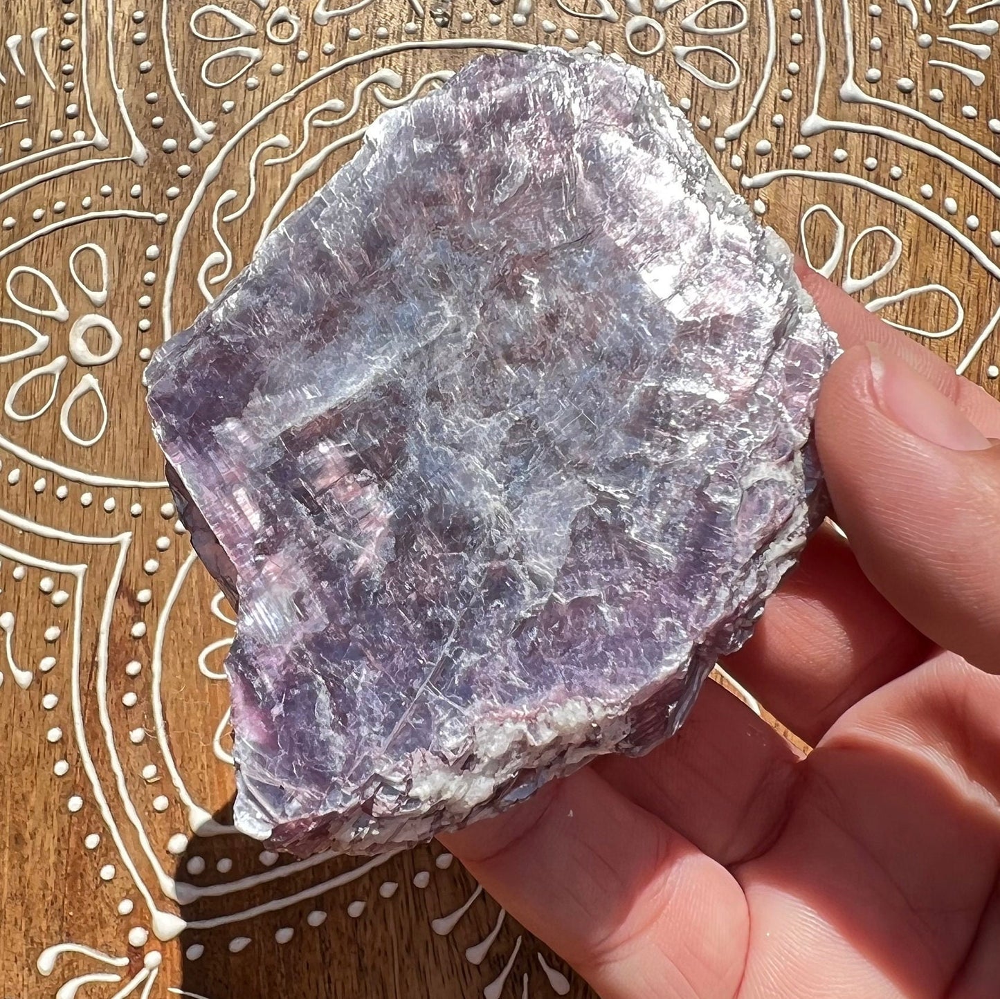 Shimmering Raw Lepidolite Specimen | Purple Mica Books | Layered Lepidolite Slice | Mica Mineral Slab