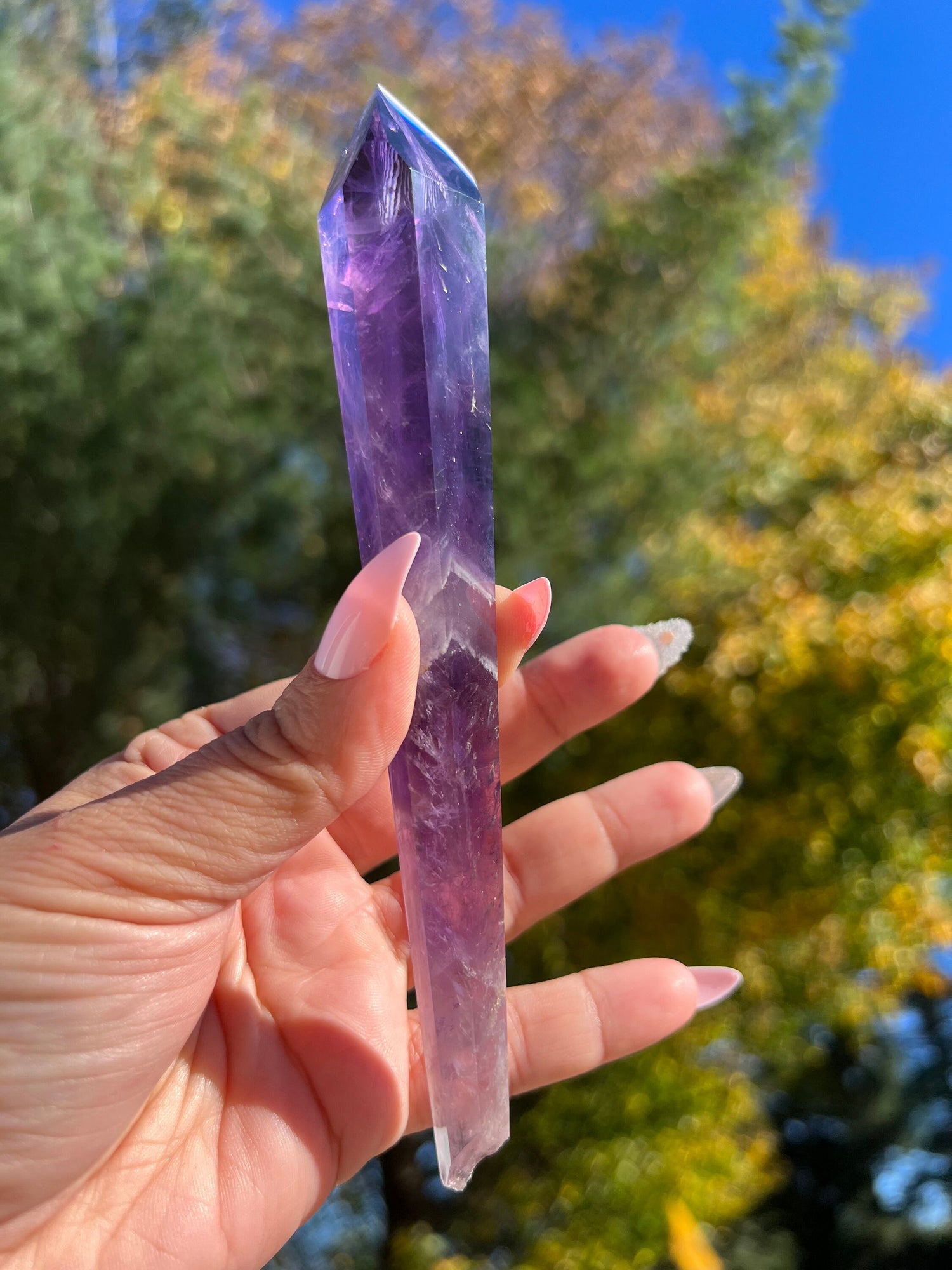 Stunning Amethyst Crystal Wand  With tons of Rainbows | Double Terminated Amethyst from Brazil