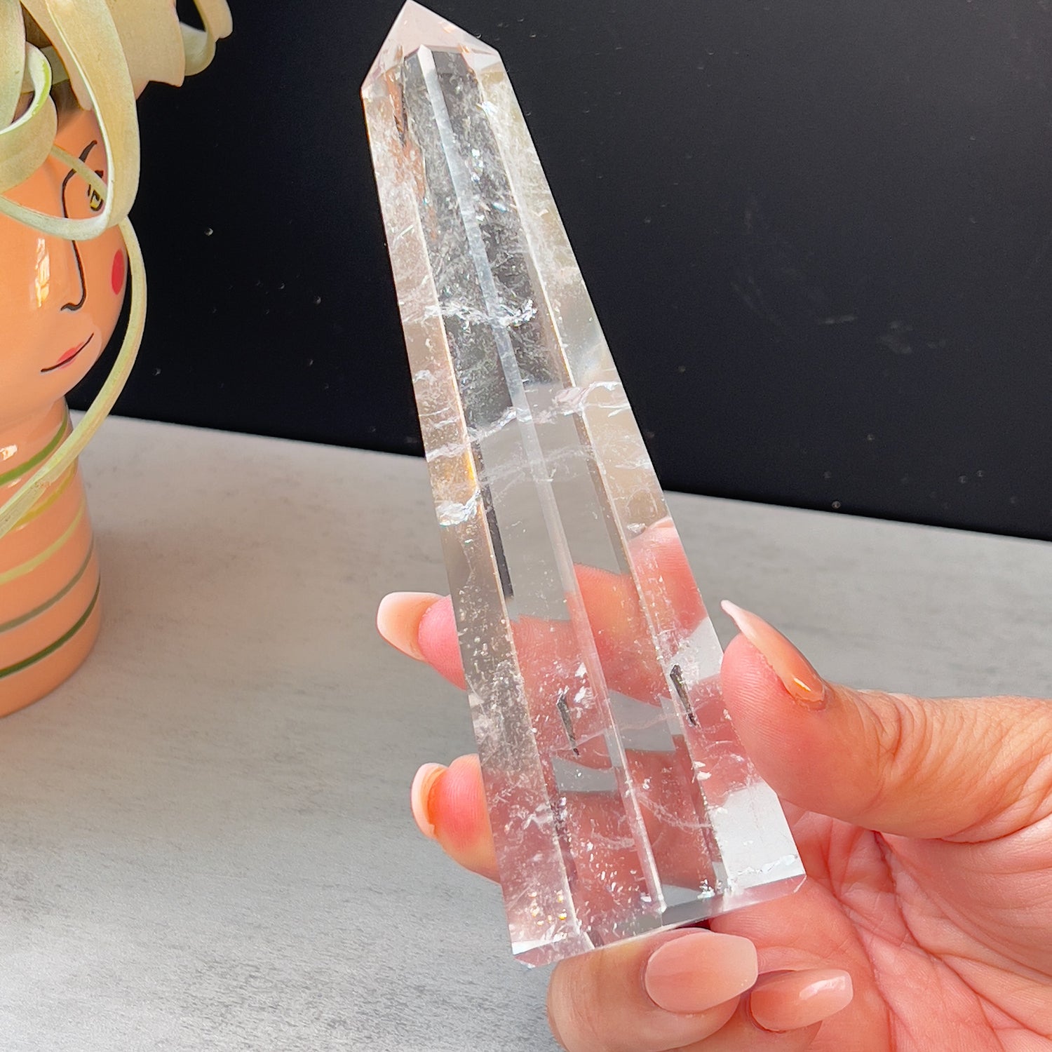 High Clarity Clear Quartz Obelisk Tower with STUNNING Rainbows | High Quality Quartz Crystal Generator | Unique Crystal Decor